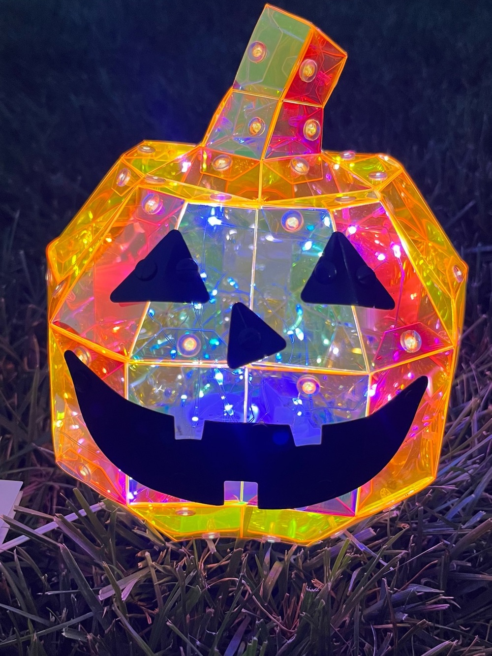 Iridescent Light-Up Pumpkin Jack-O'-Lantern